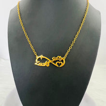 Load image into Gallery viewer, Two Name Necklace - infinity and pulses heart two name