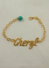 Load image into Gallery viewer, Customized - single name parted + turquoise bracelet