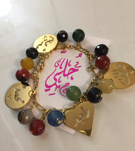 Load image into Gallery viewer, Customized - agate stone Bracelet + 4 names heart