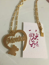 Load image into Gallery viewer, Name Necklace - Butterfly half heart