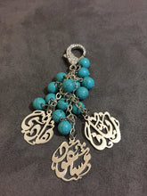 Load image into Gallery viewer, Keychain - 3 name Custom + turquoise