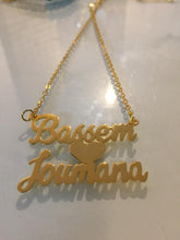 Load image into Gallery viewer, 2 name necklace - couples name middle heart