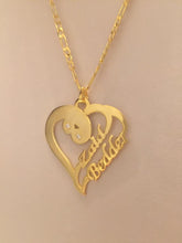 Load image into Gallery viewer, 2 name necklace - couples name combined heart + crystals