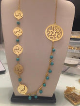 Load image into Gallery viewer, Family Necklace - turquoise + 7 names