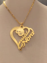 Load image into Gallery viewer, 2 name necklace - couples name combined heart + crystals