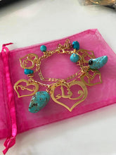 Load image into Gallery viewer, Customized - 5 Names Turquoise + heart bracelet
