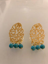 Load image into Gallery viewer, Custom Earrings - 3 names + turquoise