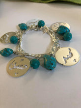Load image into Gallery viewer, Customized - 5 Names Turquoise stones Bracelet
