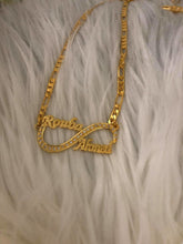 Load image into Gallery viewer, 2 name necklace - couples name infinity sign crystals