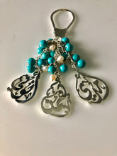 Load image into Gallery viewer, Keychain - 3 Names Custom Oval + turquoise