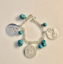 Load image into Gallery viewer, Customized - 3 Names Turquoise Bracelet + circles
