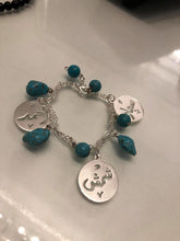 Load image into Gallery viewer, Customized - 3 Names Turquoise Bracelet + circles