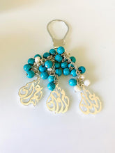 Load image into Gallery viewer, Keychain - 3 Names Custom Oval + turquoise