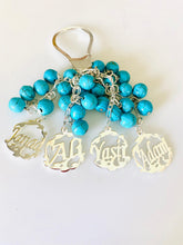 Load image into Gallery viewer, Keychain - 4 Inputs Custom Floral circles + turquoise