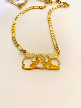 Load image into Gallery viewer, 2 name necklace - couples name bird hearts