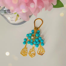 Load image into Gallery viewer, Keychain - 3 Names Custom Oval + turquoise