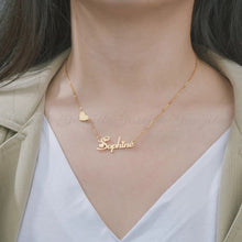 Load image into Gallery viewer, Name Necklace - hanging heart and