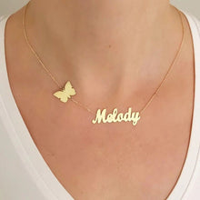 Load image into Gallery viewer, Name Necklace - Hanging butterfly and name