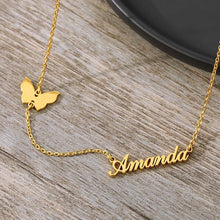 Load image into Gallery viewer, Name Necklace - Hanging butterfly and name