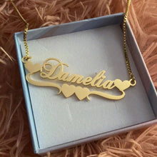 Load image into Gallery viewer, Name Necklace - Two heart under the name