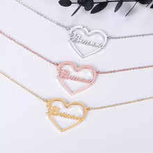 Load image into Gallery viewer, Name Necklace - A big heart in the middle of it is a name