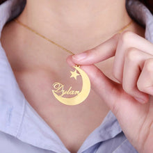 Load image into Gallery viewer, Name Necklace - Crescent and star