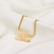 Load image into Gallery viewer, Two Name Necklace - Two names with a heart in the middle