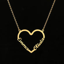 Load image into Gallery viewer, Two Name Necklace - heart with two names