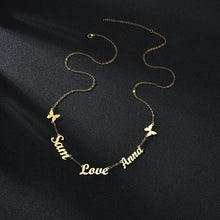 Load image into Gallery viewer, Family Necklace - 3 name's and 2 butterfly