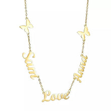 Load image into Gallery viewer, Family Necklace - 3 name's and 2 butterfly