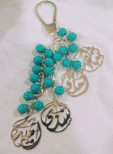 Load image into Gallery viewer, Keychain - 4 Inputs Custom Floral circles + turquoise
