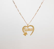 Load image into Gallery viewer, Name Necklace - Butterfly half heart