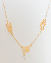 Load image into Gallery viewer, 2 name necklace - couples name + letter