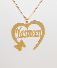 Load image into Gallery viewer, Name Necklace - Butterfly half heart