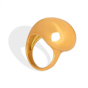 Stainless Steel - ring size 6/7/8 big gold ball