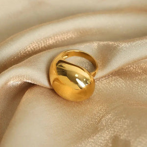 Stainless Steel - ring size 6/7/8 big gold ball