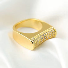 Load image into Gallery viewer, Ring size 7/8/9/10 - Gold zircon wide ring

