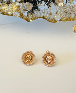 Earring - Rose Gold lyra with zircon