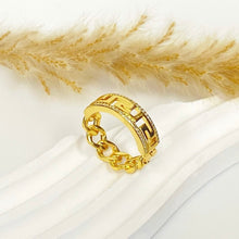 Load image into Gallery viewer, Ring size 7/8/9 - Gold hollow zigzag with chain
