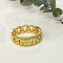 Load image into Gallery viewer, Ring size 7/8/9 - Gold hollow zigzag with chain
