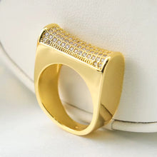 Load image into Gallery viewer, Ring size 7/8/9/10 - Gold zircon wide ring
