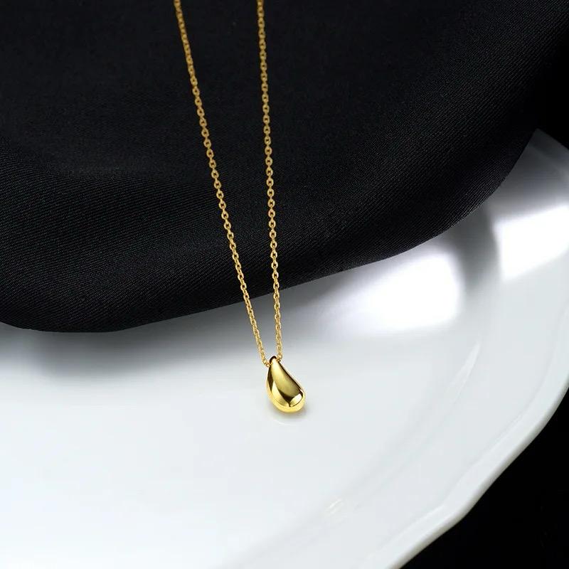 Necklace - Stainless steel oval gold