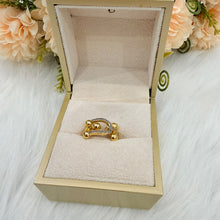 Load image into Gallery viewer, Ring - Gold free size zircon horseshoe shape
