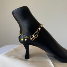 Load image into Gallery viewer, Anklet - stainless steel gold infinity and stars
