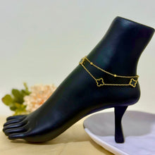 Load image into Gallery viewer, Anklet - stainless steel black clovers
