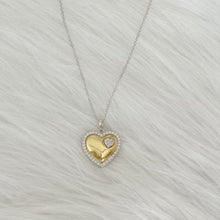 Load image into Gallery viewer, Necklace - Stainless steel silver chain with gold heart and zircon

