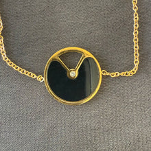 Load image into Gallery viewer, Bracelet - Stainless steel gold black stones
