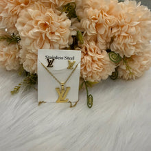 Load image into Gallery viewer, Sets - Stainless steel 2 pieces necklace and earrings simple letters
