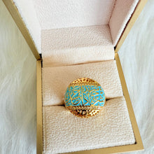 Load image into Gallery viewer, Ring size 8/9 - Gold turquoise mn shar 7asd
