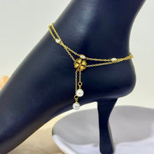 Load image into Gallery viewer, Anklet - stainless steel gold flower with lolli
